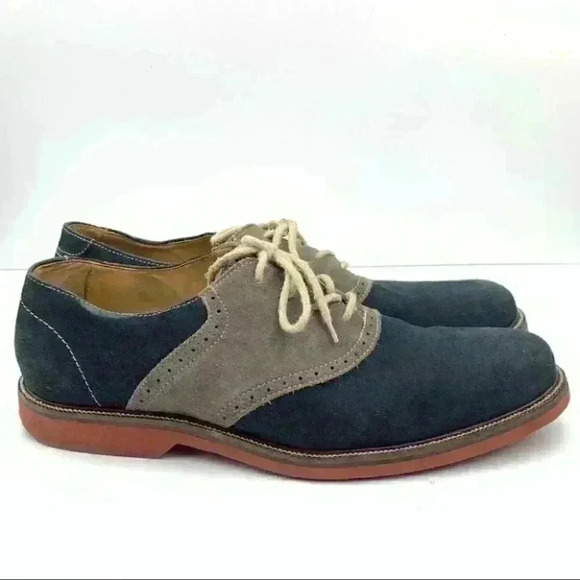 1901 mens flats size 11.5 navy blue gray suede - Picture 1 of 14